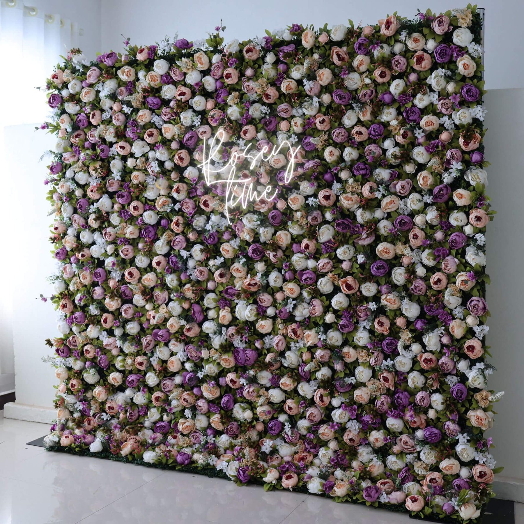 Roseytime 3D Dark Purple Flower Wall Roll Up Fabric Back #RTW305