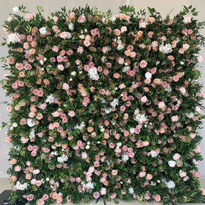 💥BF SALE: 5D Green&Pink Flower Wall Backdrop Roll Up #RTW252