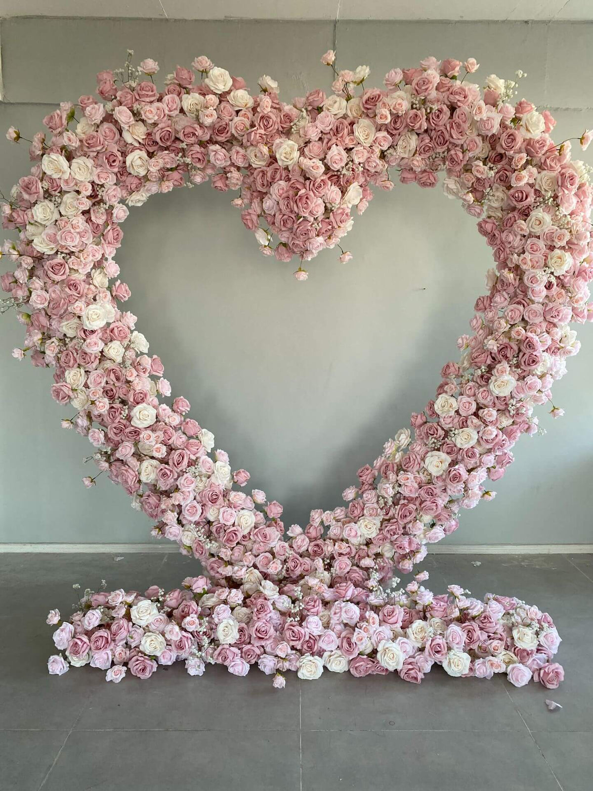 RoseyTime Pink Heart Artificial Flower Arches Set With Frame Event Party Backdrop Decor