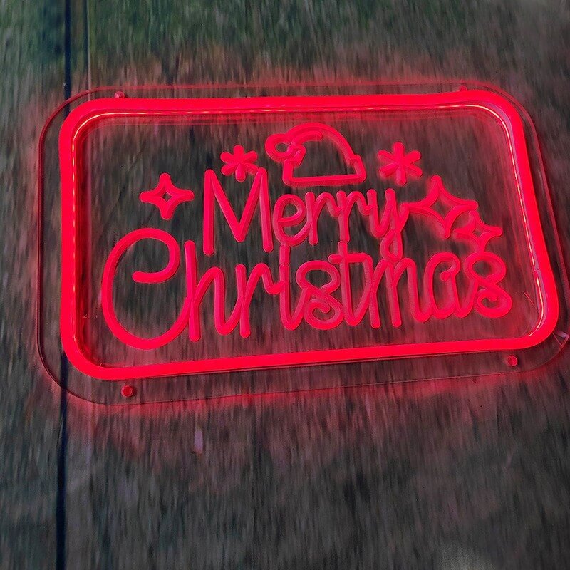 Roseytime “Merry Christmas” Red Neon Signs 12.8" x 7.9"