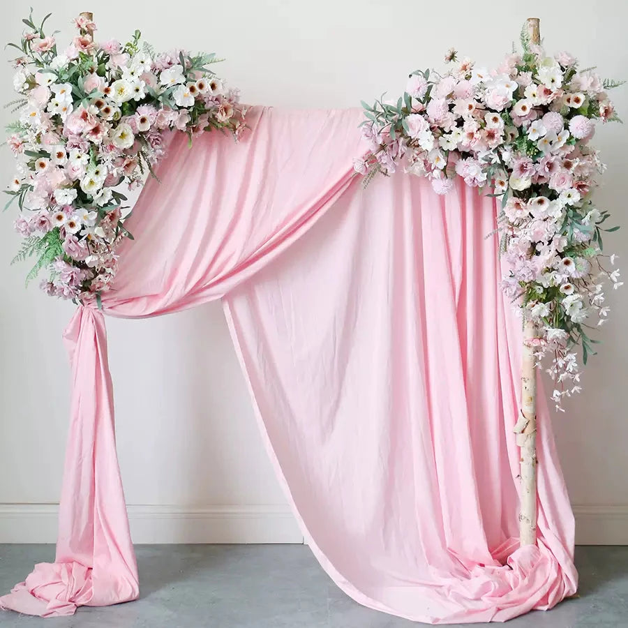 Roseytime Pink Flower Arch Decor Set With Drapes For Wedding&Event