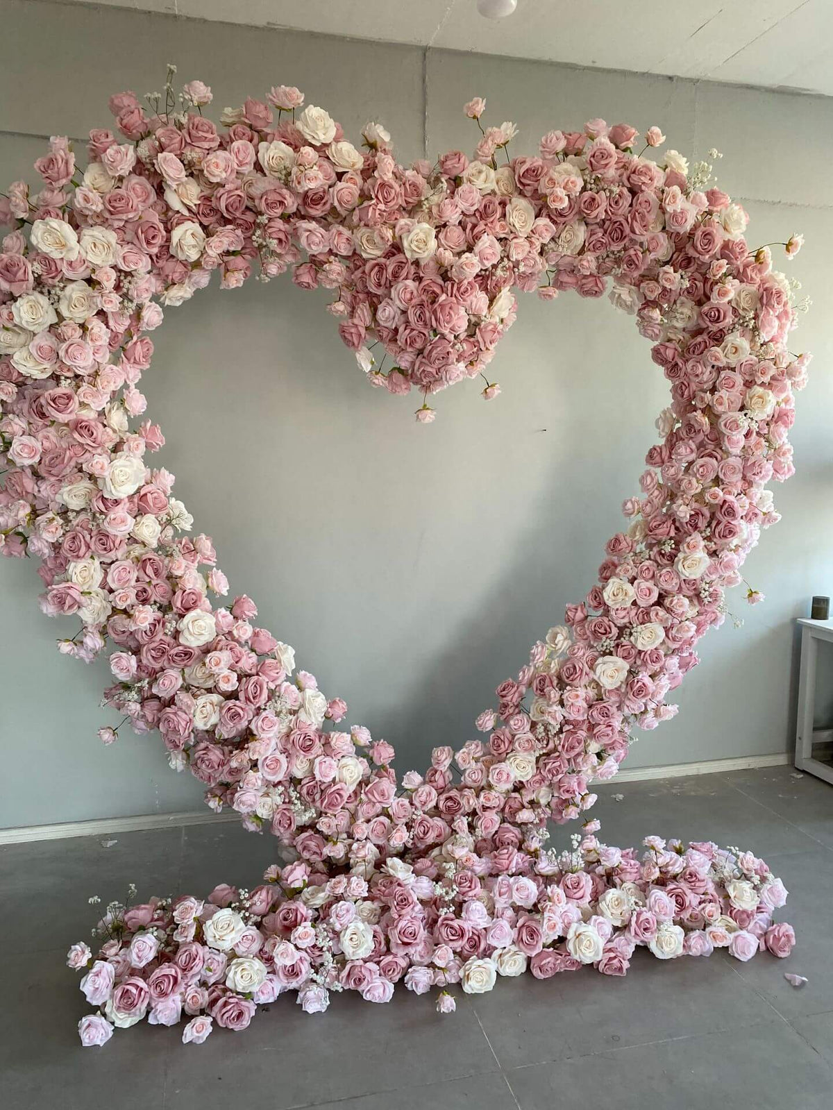 RoseyTime Pink Heart Artificial Flower Arches Set With Frame Event Party Backdrop Decor