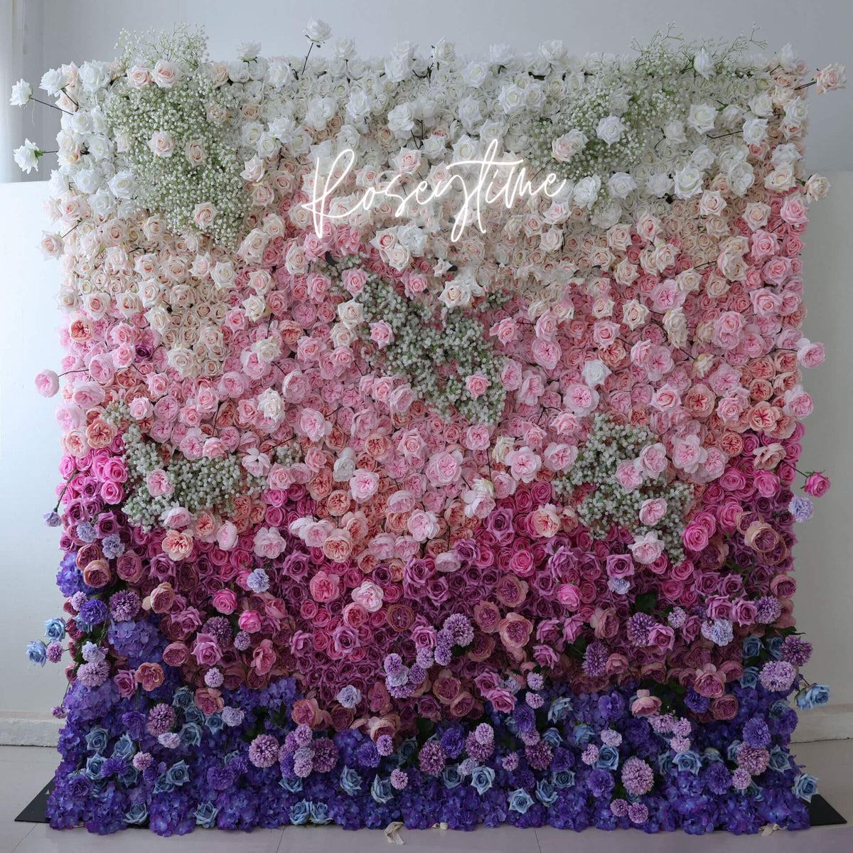 Roseytime 3D Colorful  Flower Wall Roll Up Fabric Back #RTW065