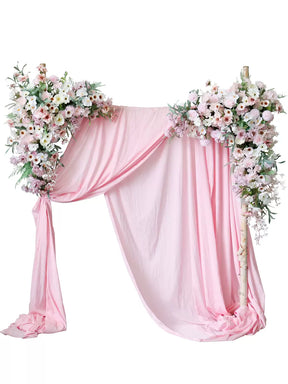 Roseytime Pink Flower Arch Decor Set With Drapes For Wedding&Event