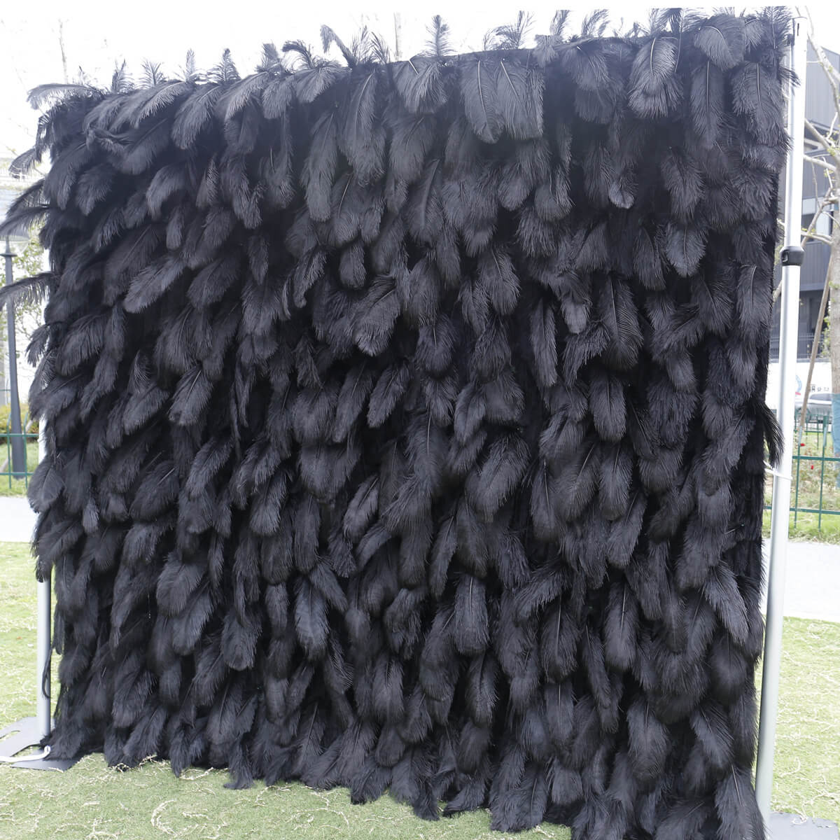 Roseytime 5D Artificial Black Feather Wall Rolling Up Fabric Back #RTW281