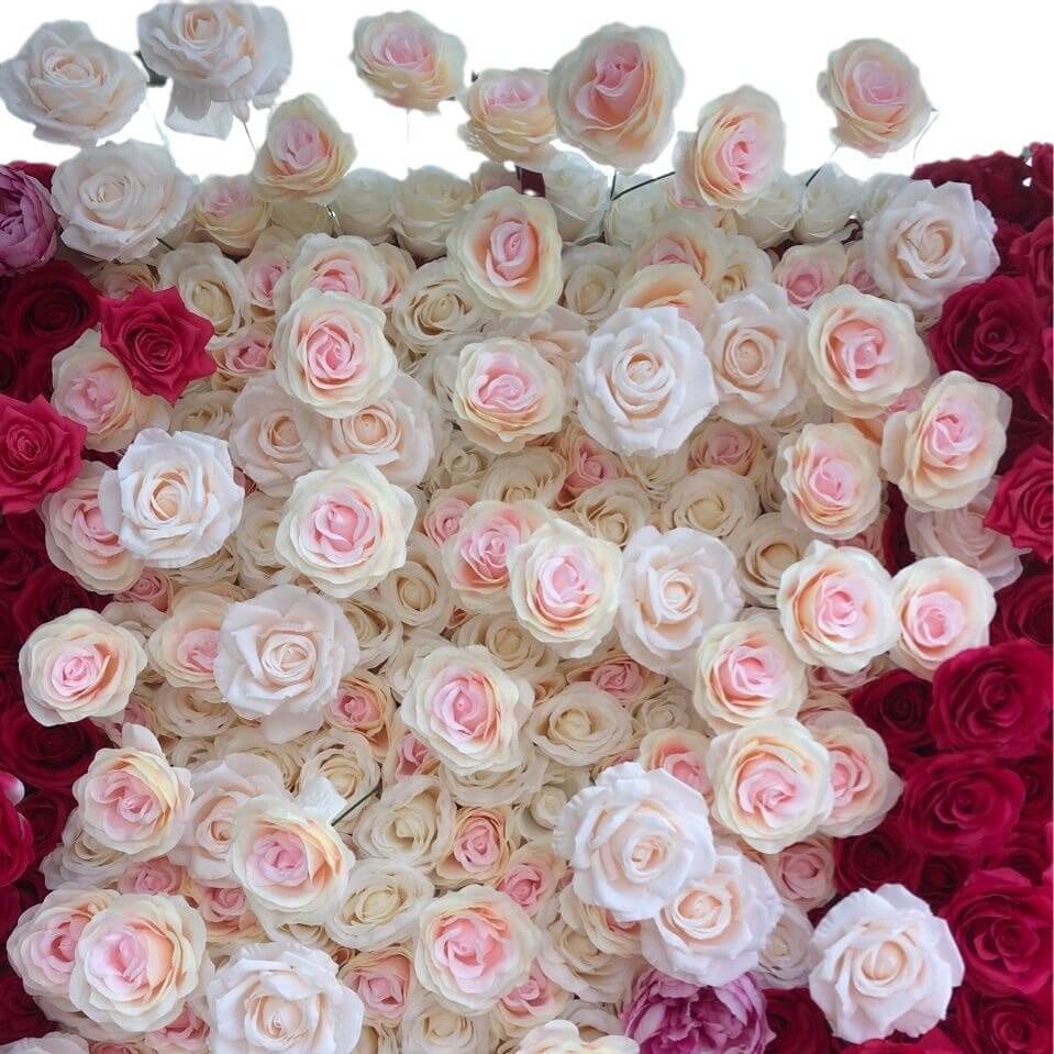 Roseytime 5D Red&Pink Flower Wall Backdrop Rolling Up Fabric Back #RTW309