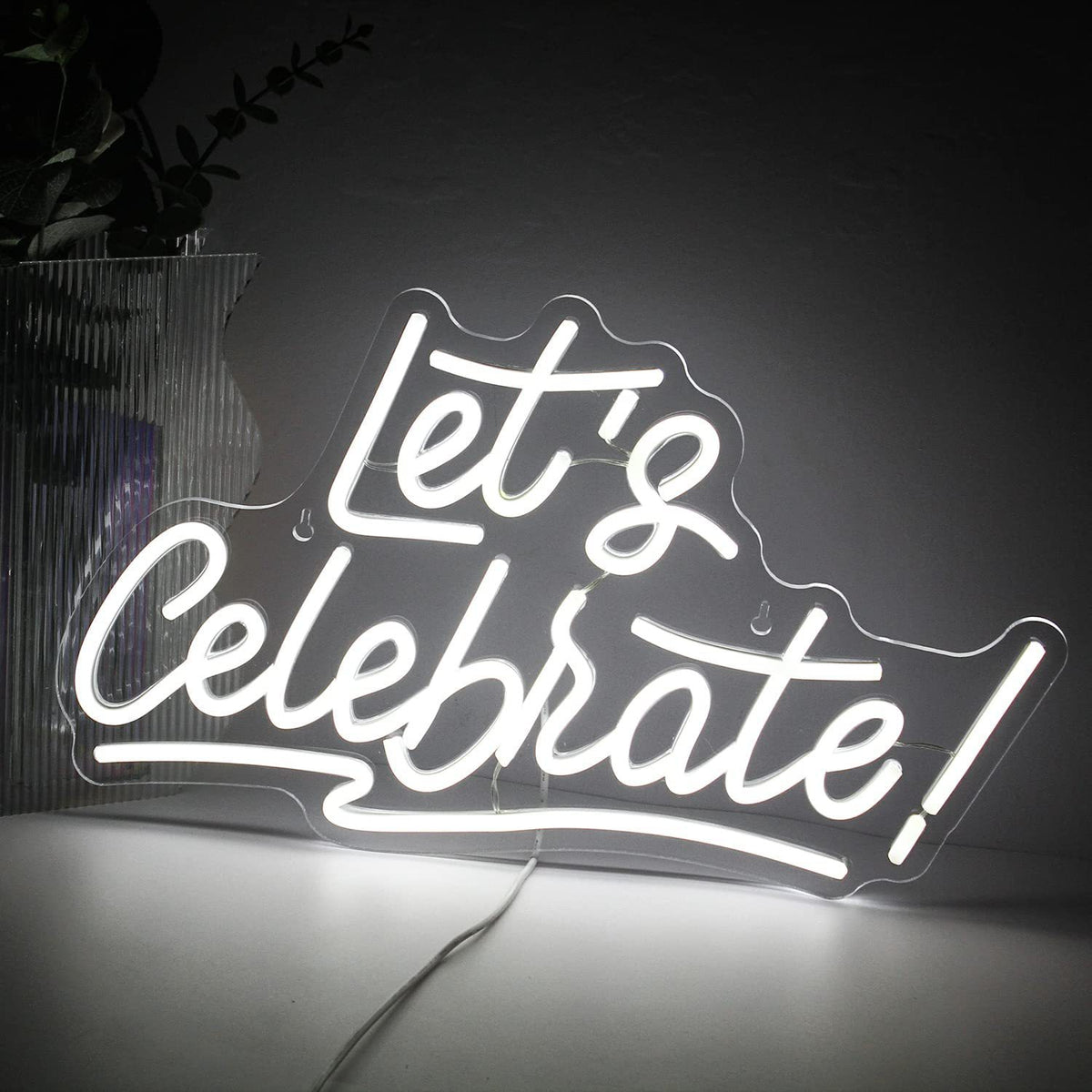 Roseytime "Let's Celebrate" Neon Signs 16.9" x 10.2"