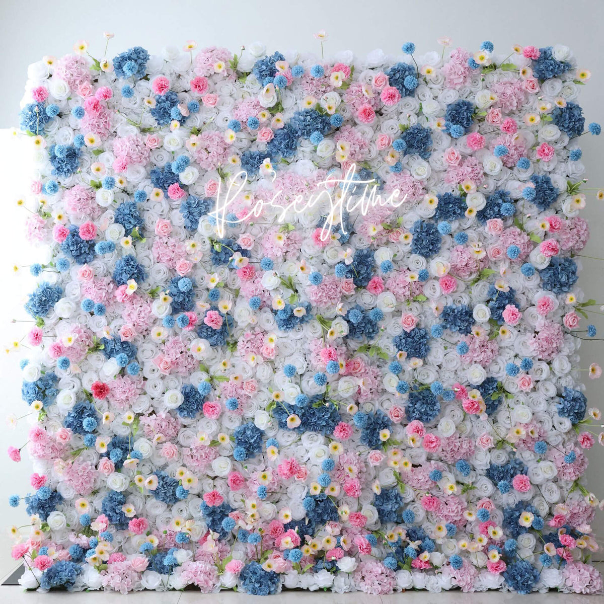 Roseytime 3D Blue Flower Wall Roll Up Fabric Back #RTW066