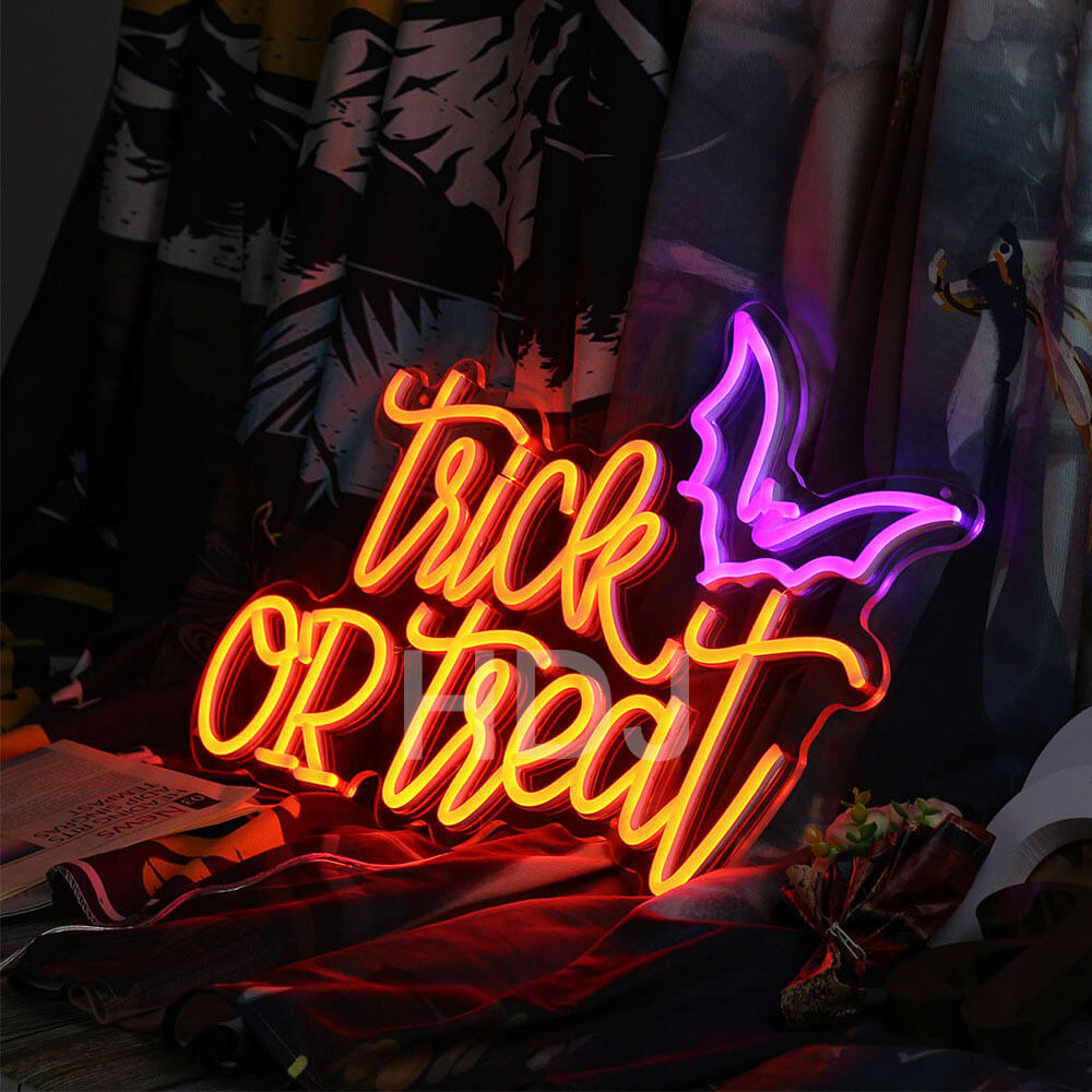 Roseytime "Trick or Treat" Halloween Neon Signs 19.7" x 12.3"