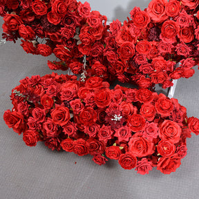 RoseyTime Red Heart Artificial Flower Arches Set With Frame Wedding Backdrop Decor