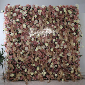 Roseytime 5D Brown Flower Wall Roll Up Fabric Back #RTW292