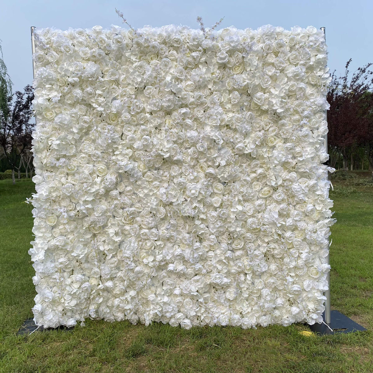 Roseytime 5D White Flower Wall Roll Up Fabric Back #RTW116