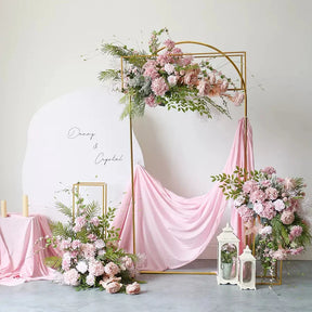 Roseytime Arch Flowers Decor Set With Pink Drape For Wedding&Event