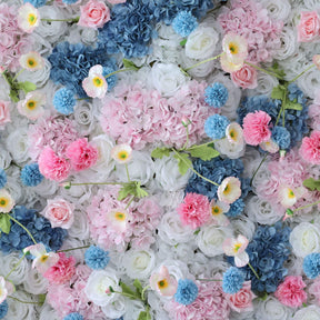 Roseytime 3D Blue Flower Wall Roll Up Fabric Back #RTW066