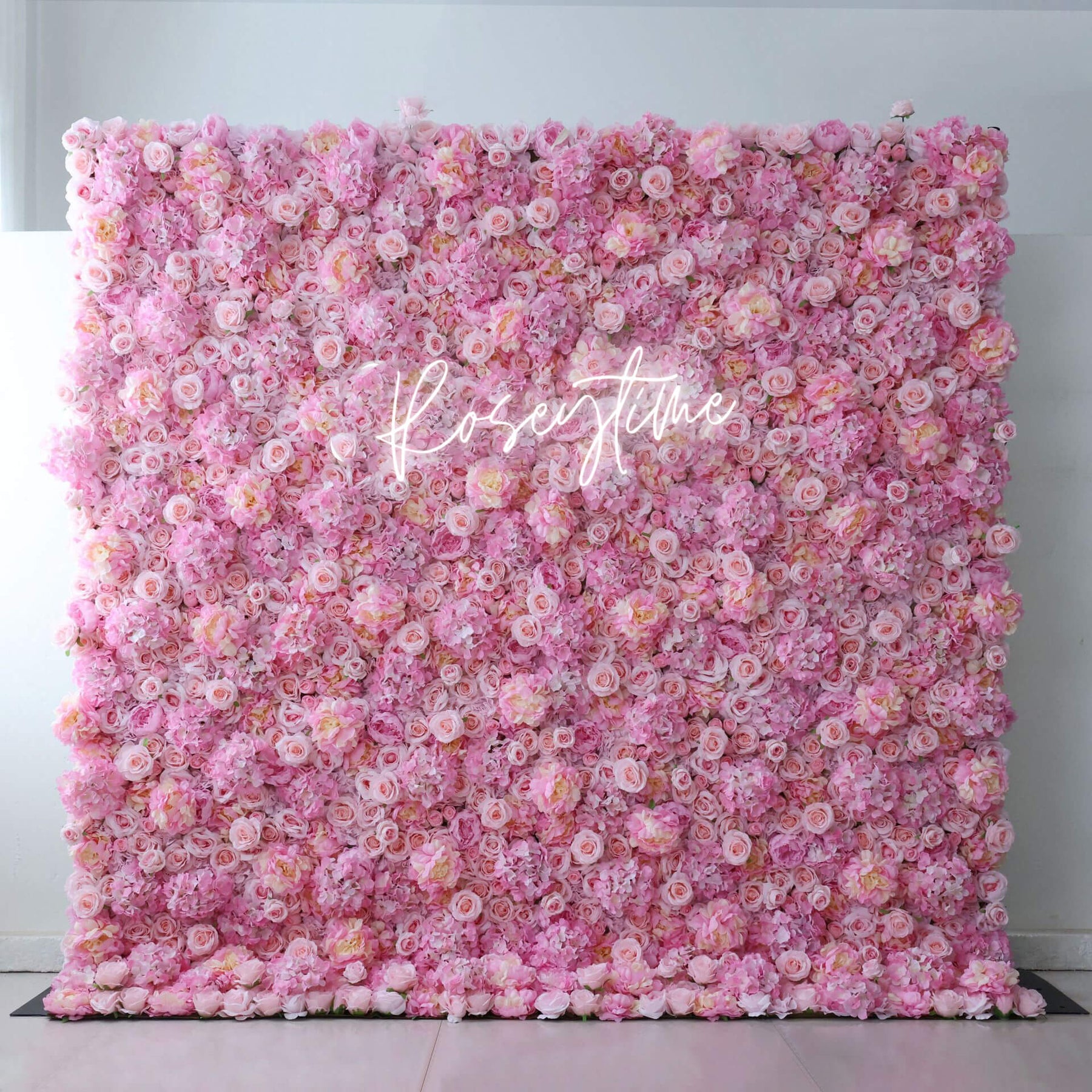 Roseytime 3D Pink Flower Wall Roll Up Fabric Back #RTW299