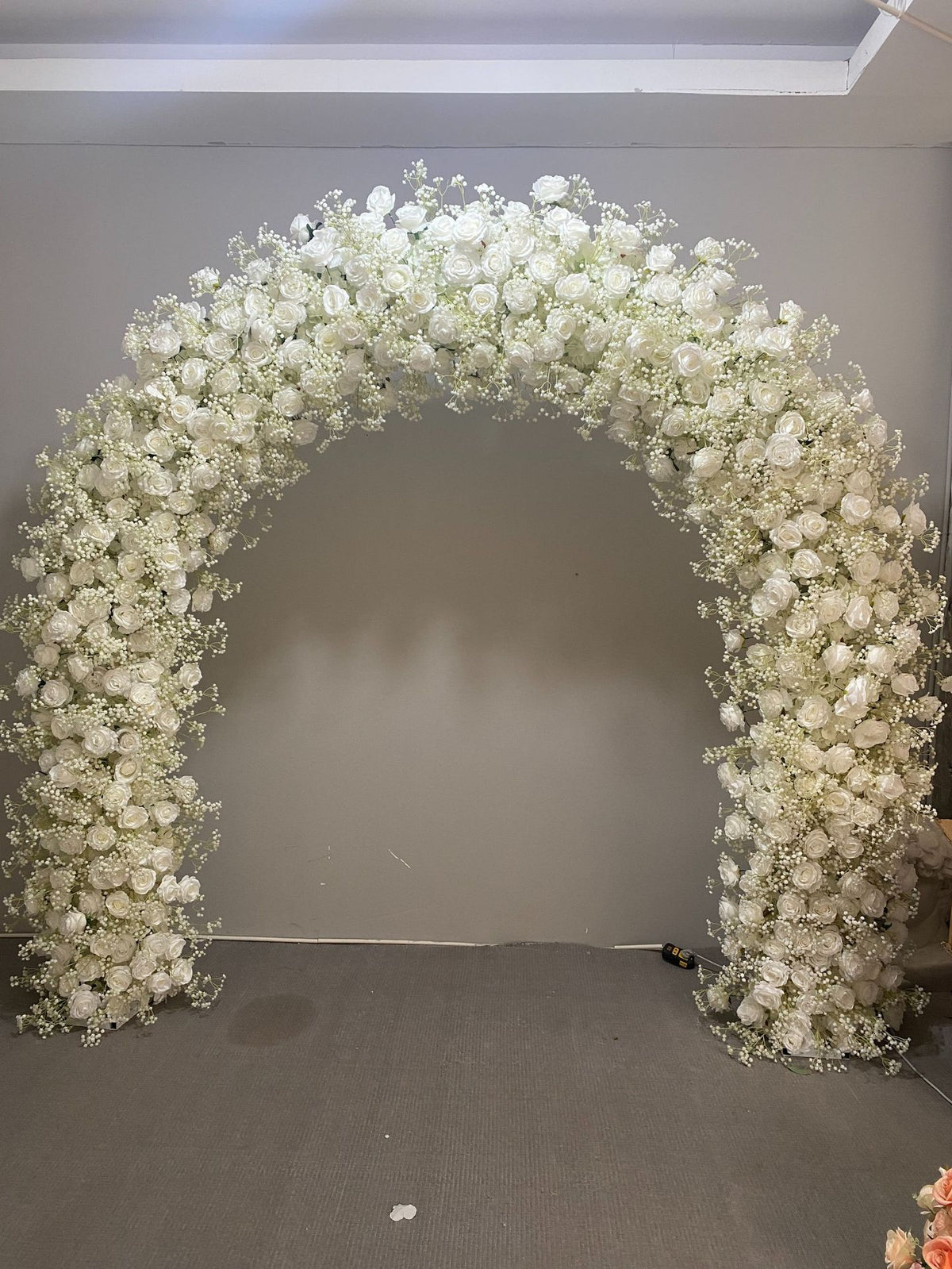 RoseyTime Wedding Flower Arches White Rose Hydrangea Fabric Back 6.6*8ft/8*8ft