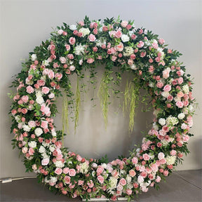 RoseyTime Pink Flower Circle Arch Fabric Back 6.6*6.6ft