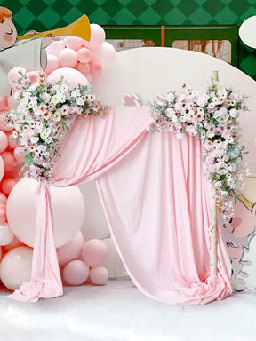 Roseytime Pink Flower Arch Decor Set With Drapes For Wedding&Event