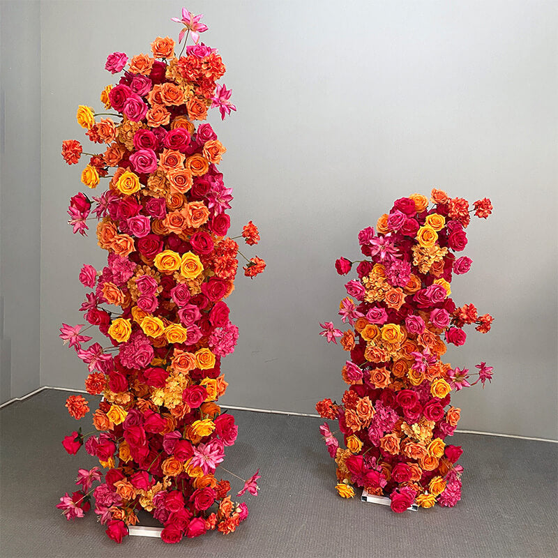 Roseytime Orange Flower Pillars Set with Frame #RTP038