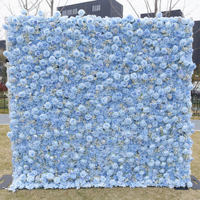 Roseytime 3D Blue Flower Wall Roll Up Fabric Back #RTW058