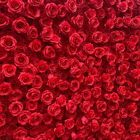 Roseytime 3D Artificial Red Roses Flower Wall Backdrop Fabric Back Rolling Up