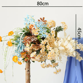 Roseytime Wedding Arch Flowers Decor Set With Blue Drapes