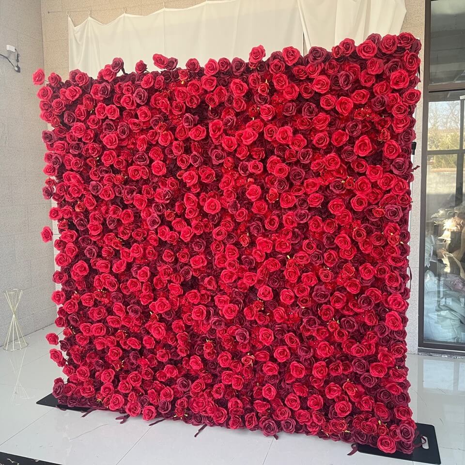 💥BF-Sale: 5D Red Flower Wall Roll Up Fabric Back #RTW009