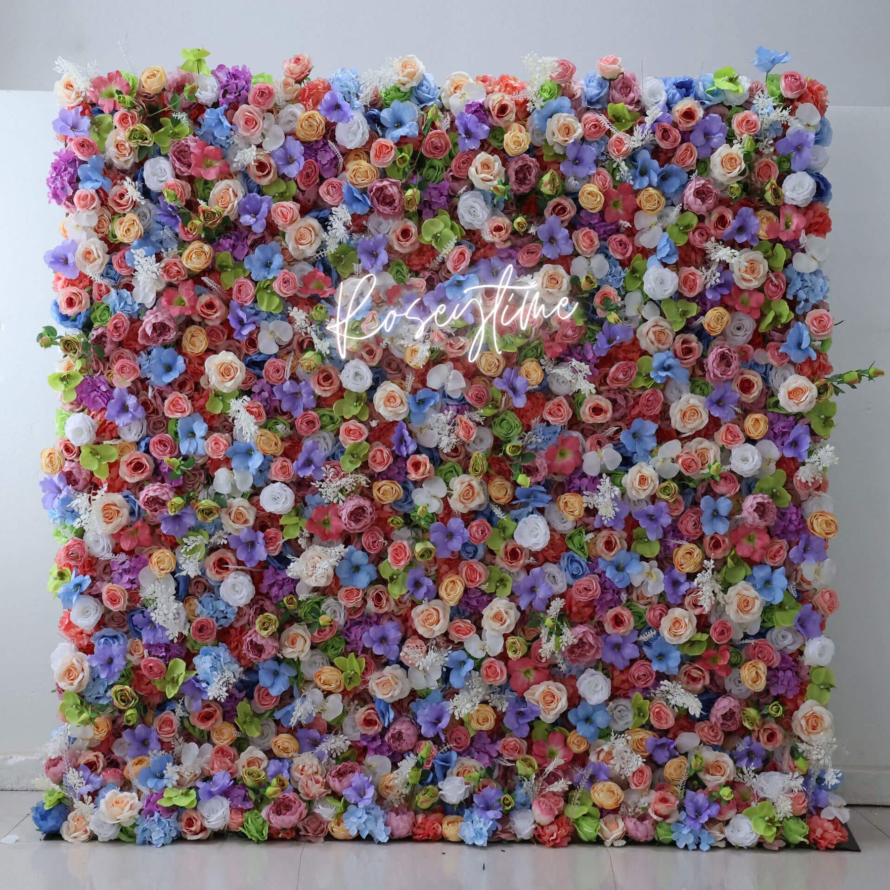 Roseytime 3D Colorful  Flower Wall Backdrop Rolling Up Fabric Back#RTW294