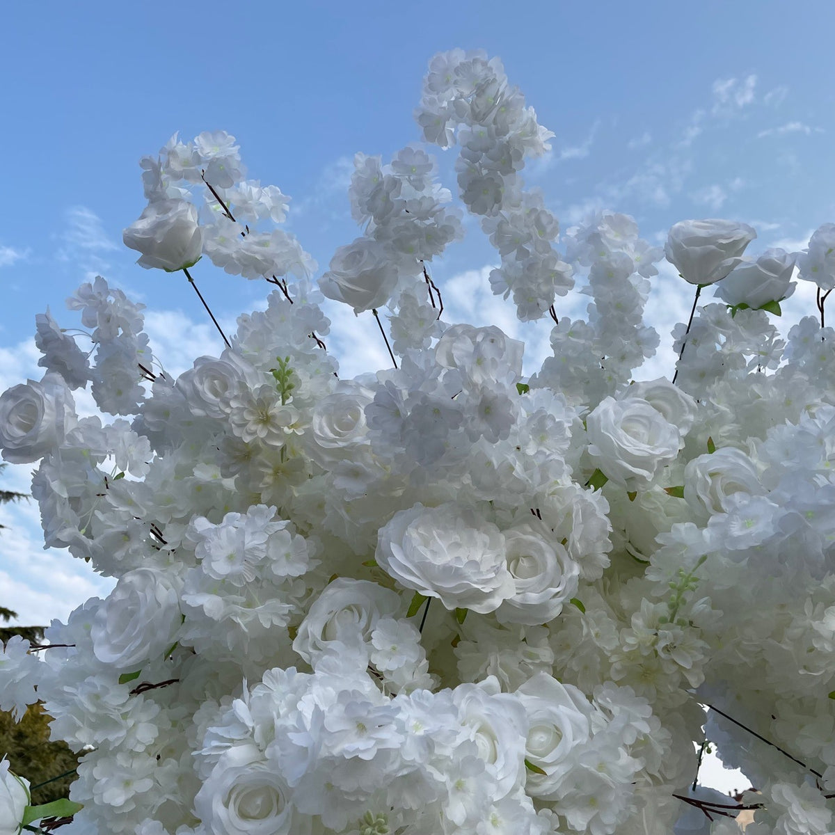 Roseytime Wedding Square Flower Arch White Cherry Blossoms Backdrop #RTA012