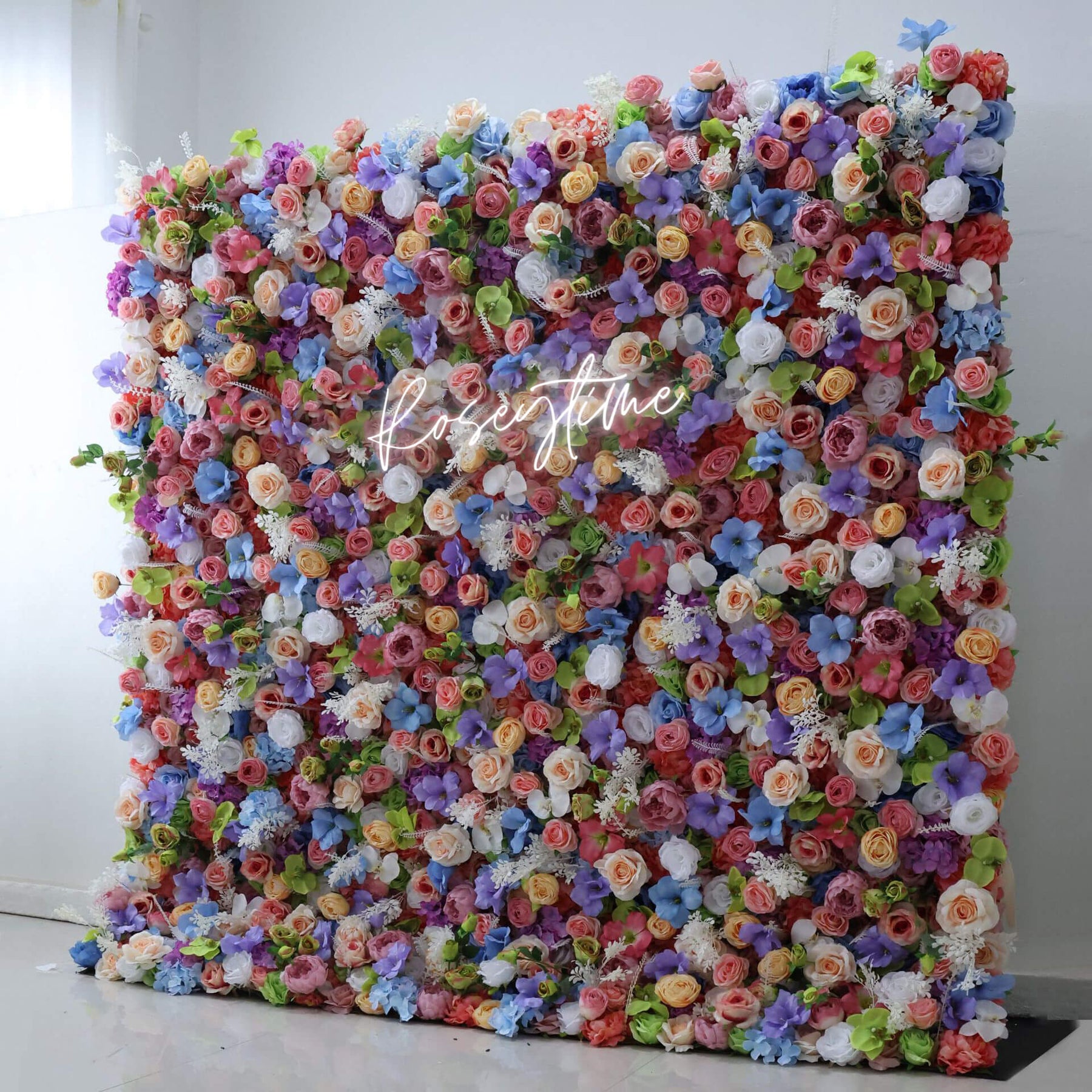 Roseytime 3D Colorful  Flower Wall Backdrop Rolling Up Fabric Back#RTW294