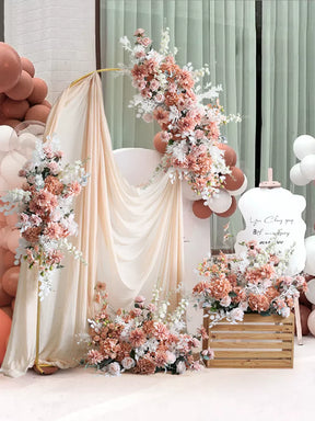 Roseytime Dusty Arch Flowers Decor Set With Drape For Wedding&Event