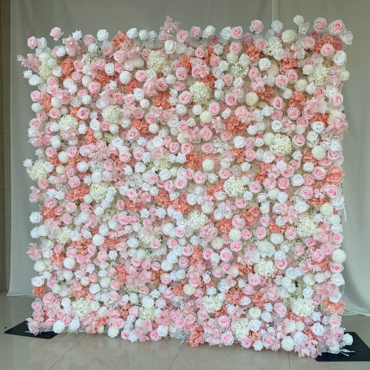 Roseytime 5D Pink&White Artificial Flower Wall Rolling Up Hanging Flowers Wedding Backdrop Decor for Birthday Event Party