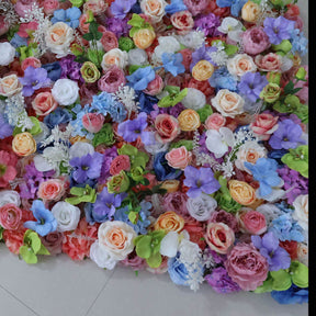 Roseytime 3D Colorful  Flower Wall Backdrop Rolling Up Fabric Back#RTW294