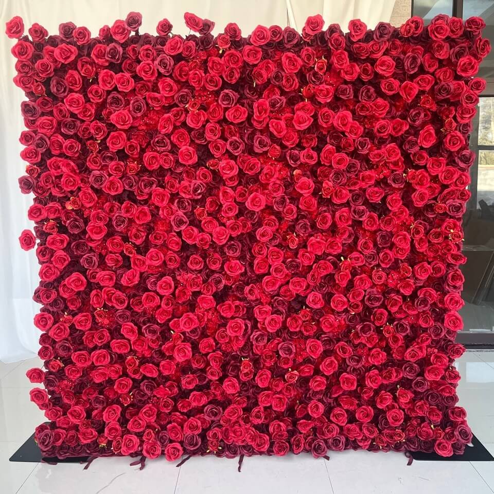 💥BF-Sale: 5D Red Flower Wall Roll Up Fabric Back #RTW009