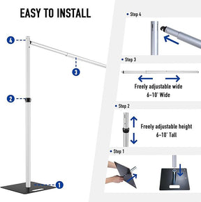 Roseytime Adjustable Frames Heavy Duty Pipe And Drape Stand for Flower Wall Backdrop