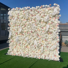 Roseytime 5D White Flower Wall Roll Up Fabric Back #RTW045