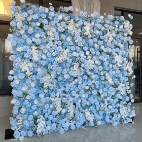 Roseytime 5D Blue Flower Wall Roll Up Fabric Back