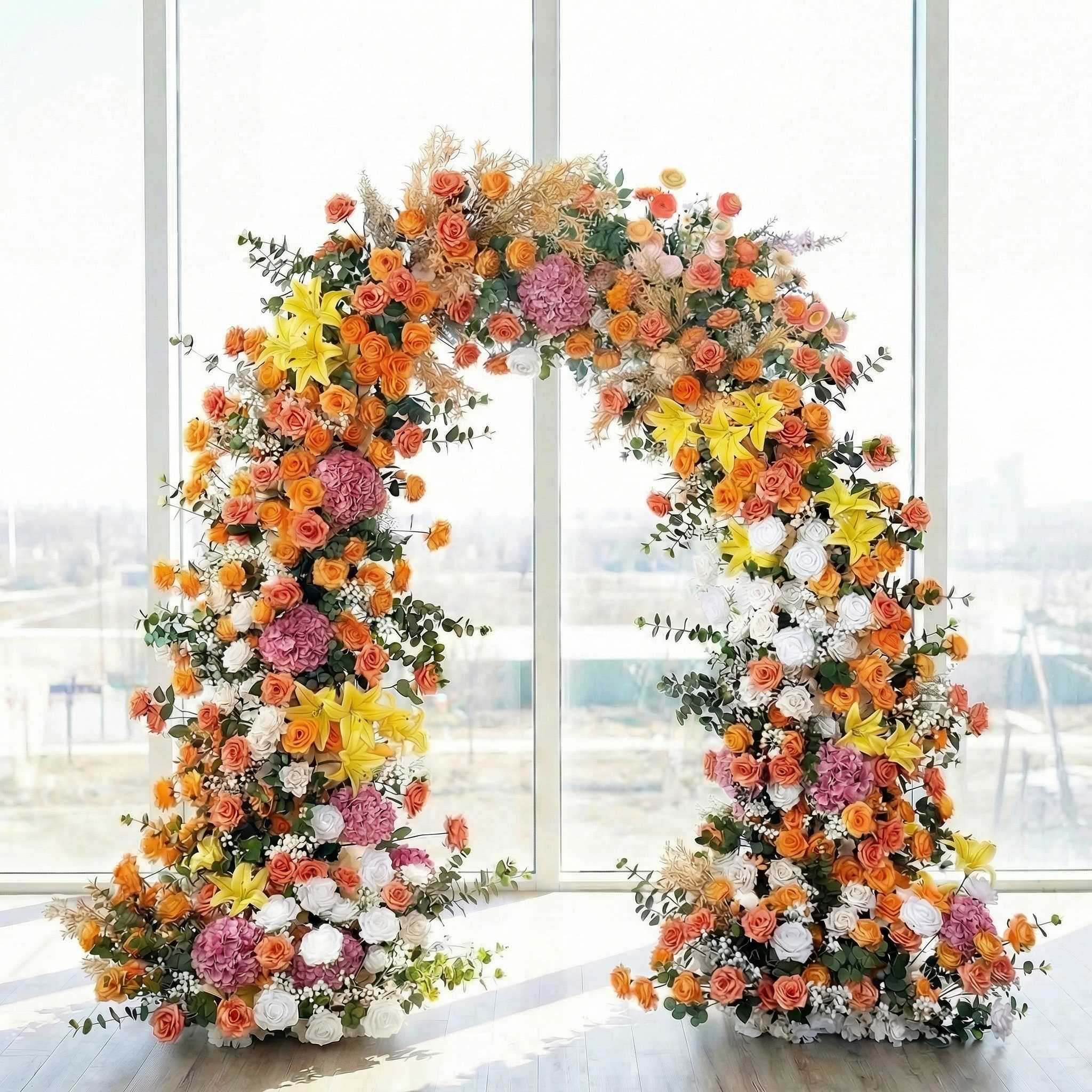 RoseyTime Orange&Yellow Flower Arch n-shape Round Arch #RTA416