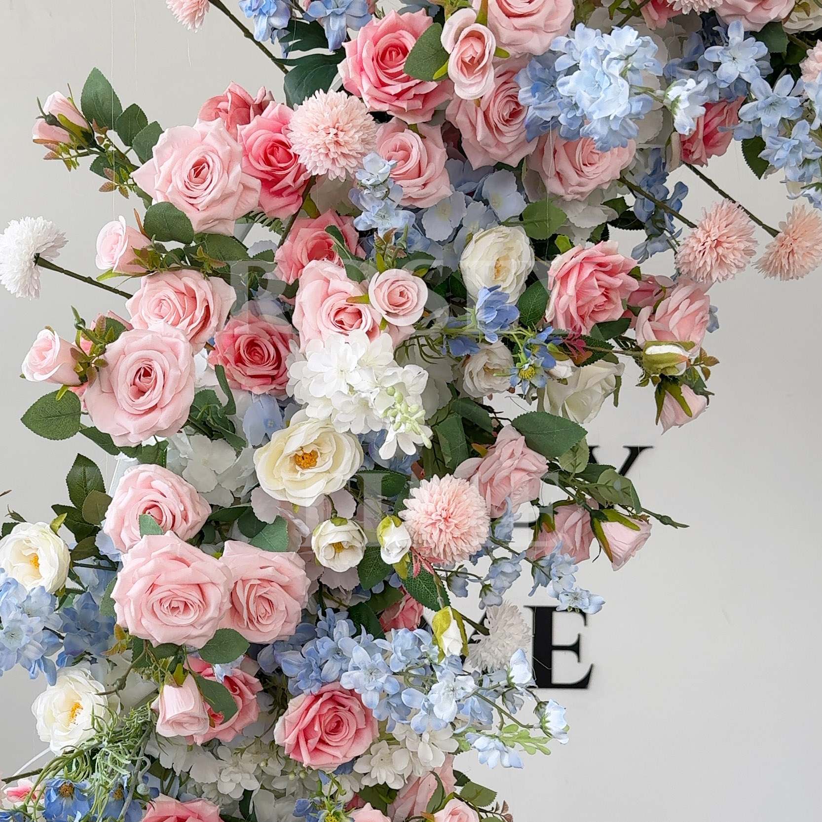RoseyTime Pastel Pink Blue Flower Arch n-shape Round Arch #RTA420