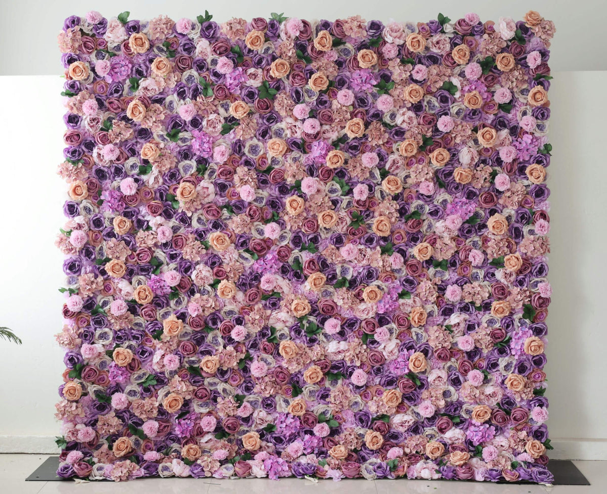 Roseytime Artificial Flower Wall Rolling Up Purple&Pink Hanging Flowers Wedding Backdrop Decor for Birthday Event Party