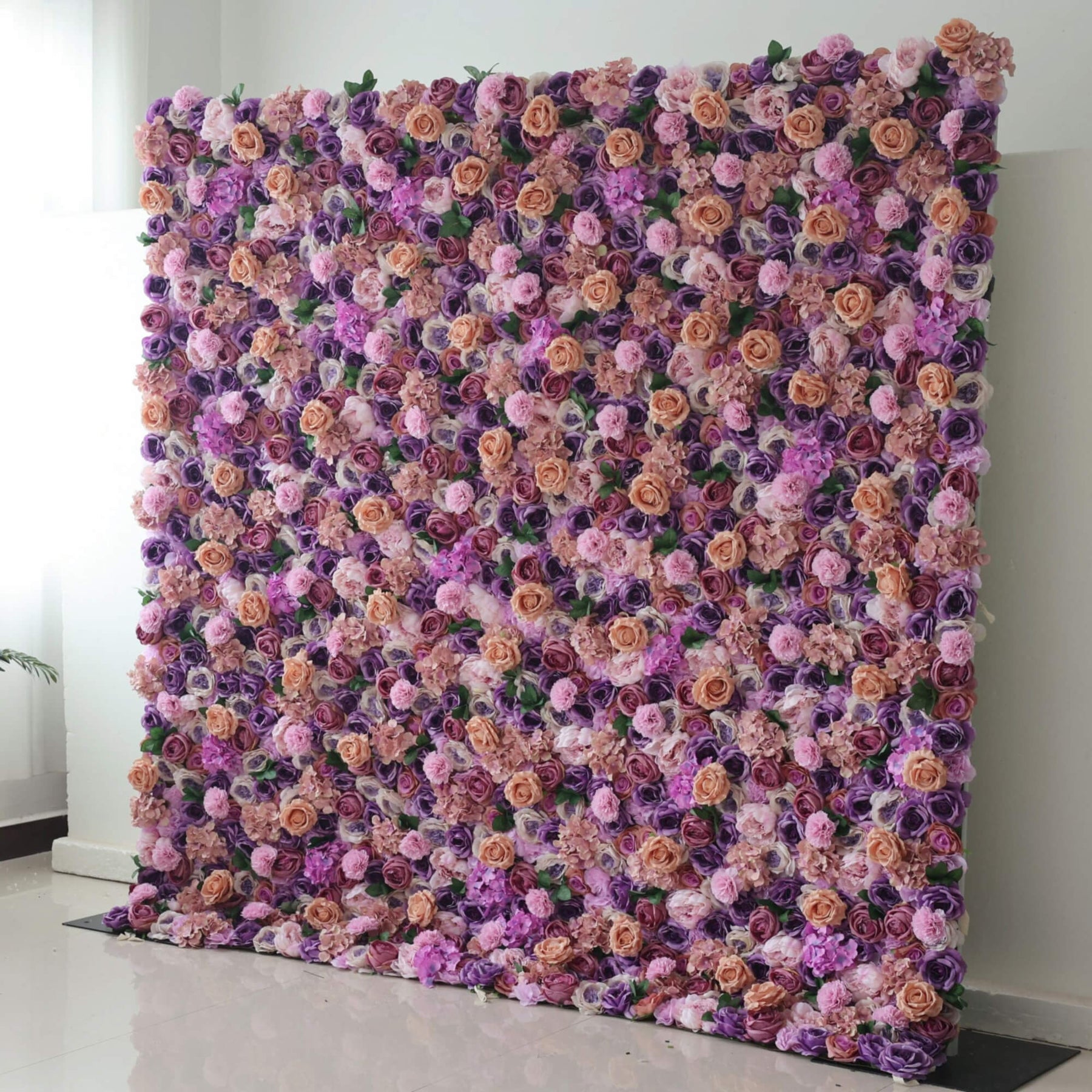 Roseytime Artificial Flower Wall Rolling Up Purple&Pink Hanging Flowers Wedding Backdrop Decor for Birthday Event Party