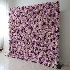 Roseytime Artificial Flower Wall Rolling Up Purple Hanging Flowers Wedding Backdrop Decor for Birthday Event Party