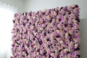 Roseytime Artificial Flower Wall Rolling Up Purple Hanging Flowers Wedding Backdrop Decor for Birthday Event Party