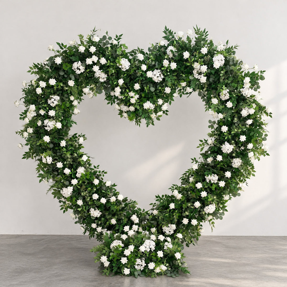 RoseyTime Green&White Heart Flower Arches With Frame Fabric Back #RTA392