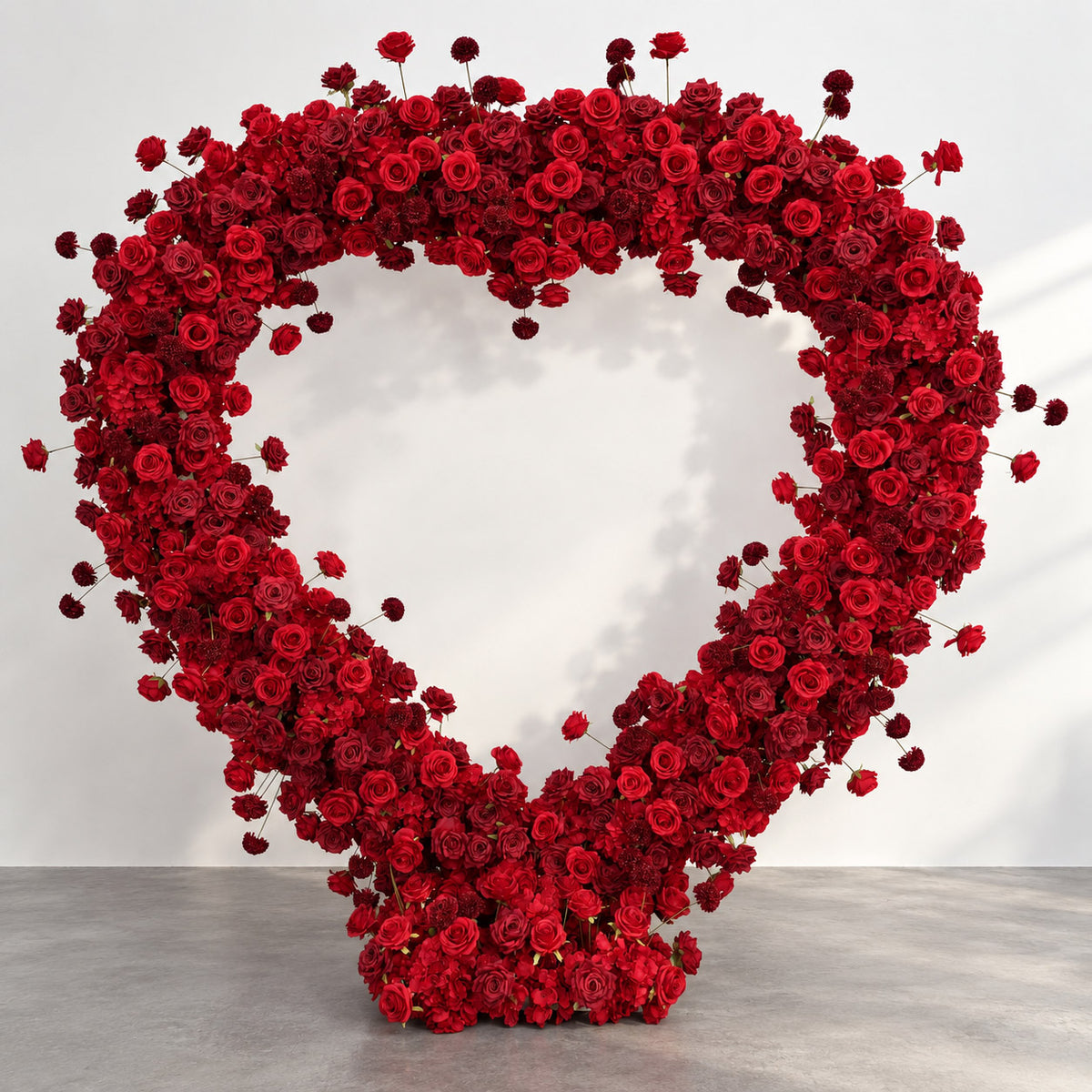 RoseyTime Red Rose Heart Flower Arch With Frame Fabric Back #RTA401