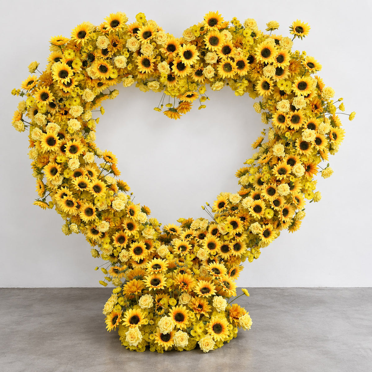 RoseyTime Sunflower Heart Artificial Flower Arch With Frame Fabric Back #RTA402