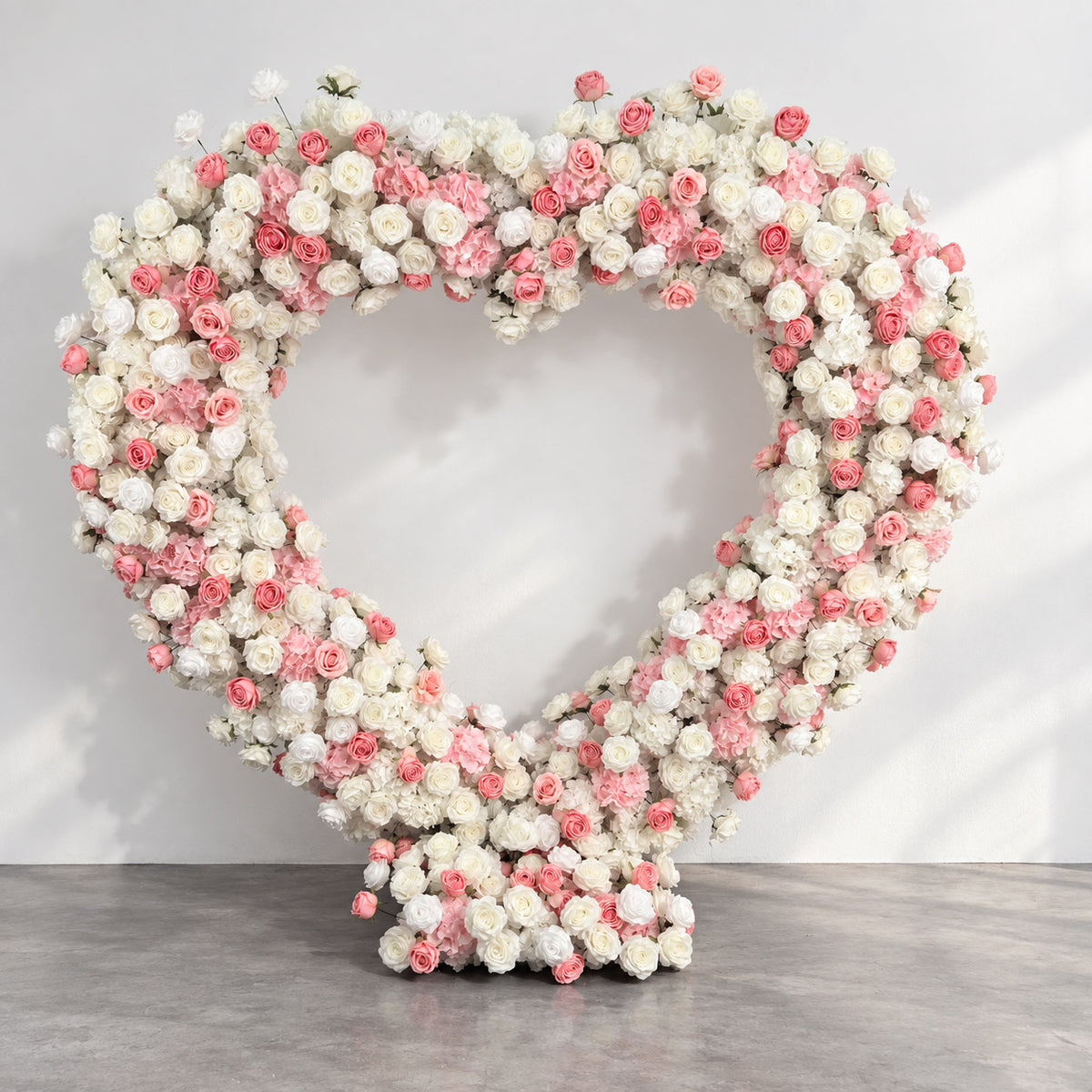 RoseyTime White&Pink Heart Flower Arch Set With Frame Foam Back #RTA403