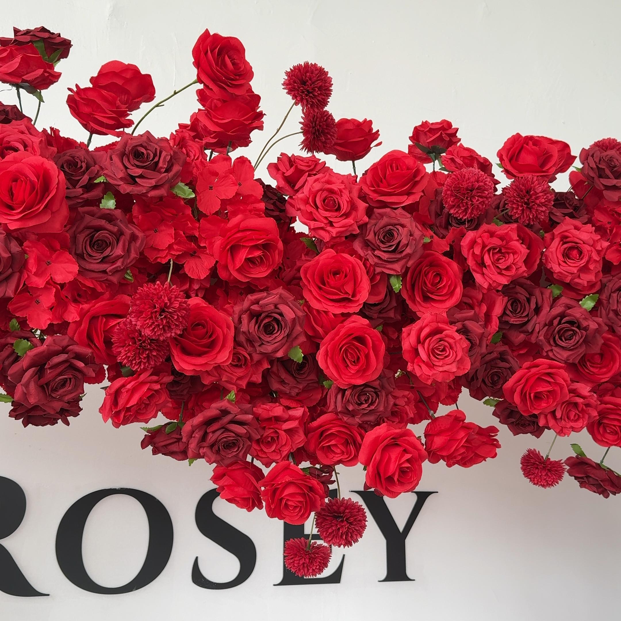 RoseyTime Red Heart Flower Arches With Frame Fabric Back#RTA404