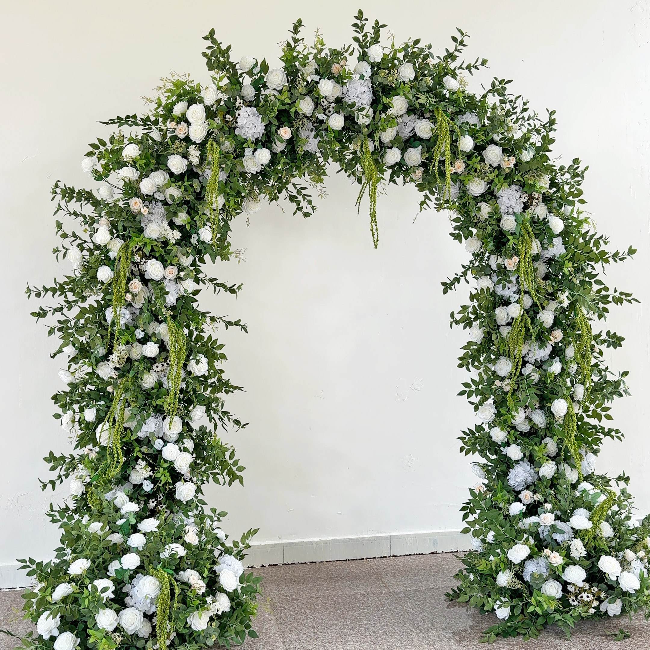 RoseyTime White&Green Flower Arch n-shape Round Arch #RTA412