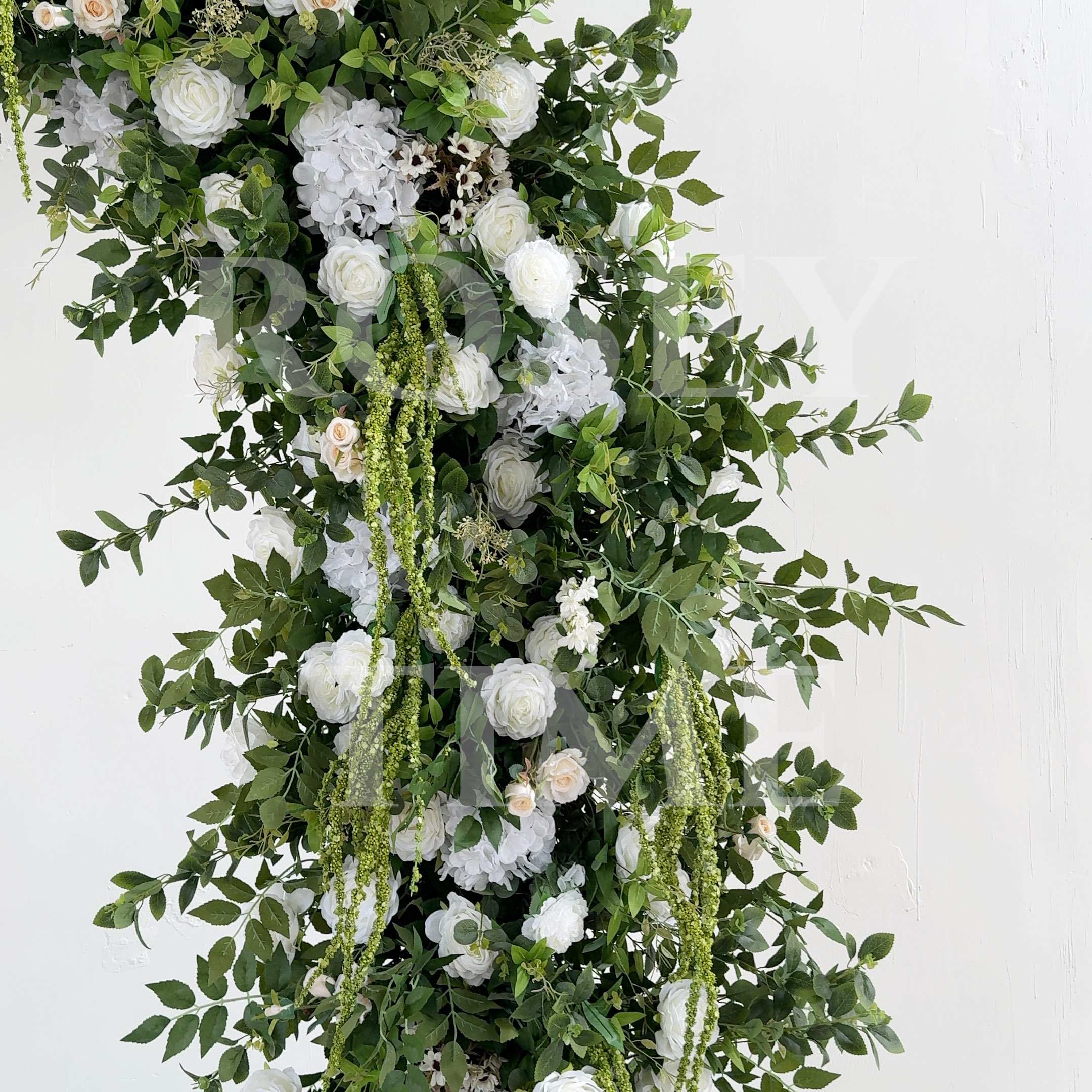 RoseyTime White&Green Flower Arch n-shape Round Arch #RTA412